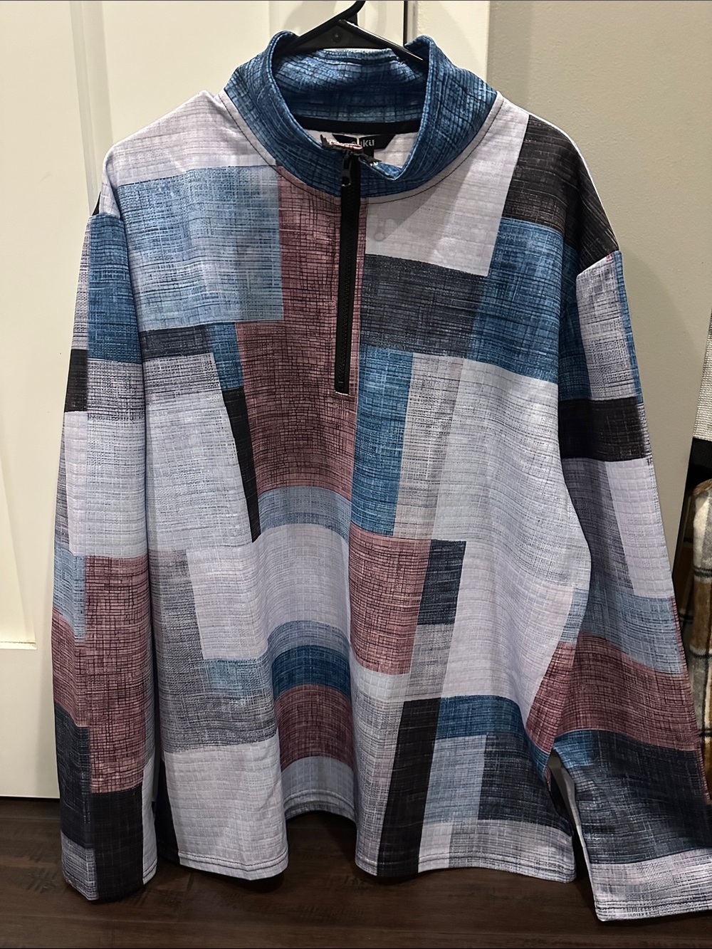 Men's Geo-Print Quarter-Zip Sweater - Blue Multi